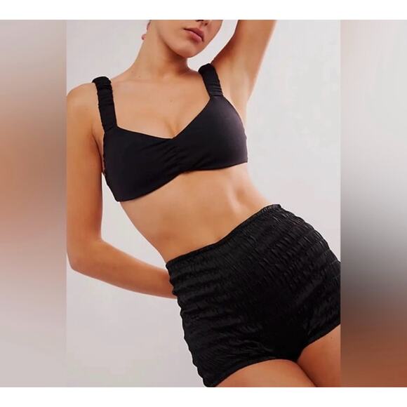 MSRP $48 Free  People Intimately Black Ruched Shorties Size XS-S  SAME DAY SHIP - Picture 1 of 7